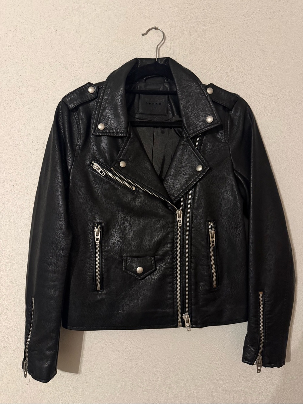 Blank NYC Black Leather Moto Jacket with Silver Hardware